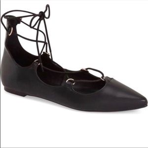 Topshop Lace Up Pointy Toe Flats